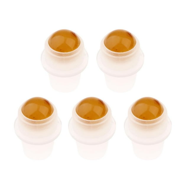 MERIGLARE 5Pcs Replacement Ball Roller Tops for Essential Oils Bottles - Yellow, 2x0.9cm