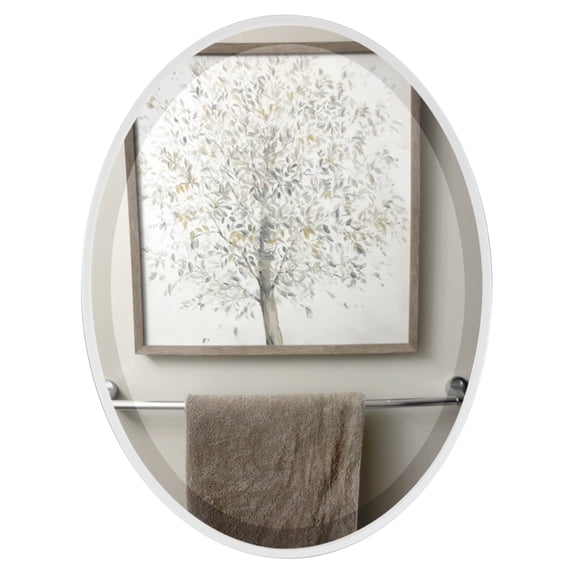 OVALCREST - Singapore Framed Floating Oval Mirror - Linen White - 16 5/8" x 20 5/8"