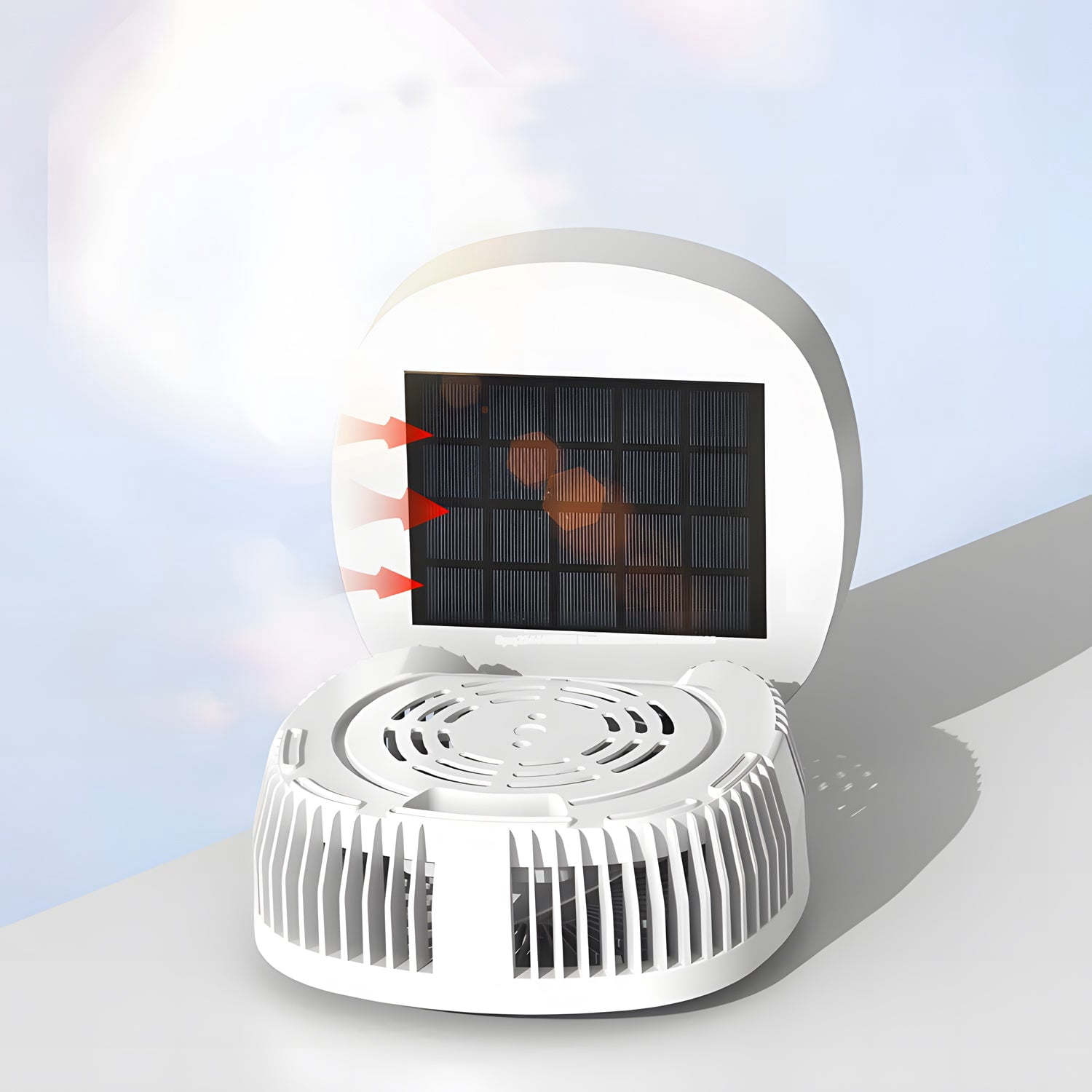 Solar Fan,Outdoor Camping Fan Portable, Battery Operated Rechargeable Tent Fan,5 Speed,Desk Cooling Personal Fans for Picnic, Hurricane, Fishing, Travel, Worksite