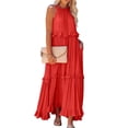 thumbnail image 2 of Women’s Halter Neck Tiered Maxi Dress Summer Sleeveless Halter Neck Tiered Dress Flowy Ruffle Pleated Loose Flowy Ruffle Maxi for Vacation Long Beach Maxi Dress Sundress, 2 of 7