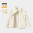 thumbnail image 2 of Kogui Girls Jacket Fleece Toddler Girls Long Sleeve Winter Fleece Solid Colour Coat Jacket Warm Outwear Size 18 24 Months (White,18-24 Months), 2 of 5