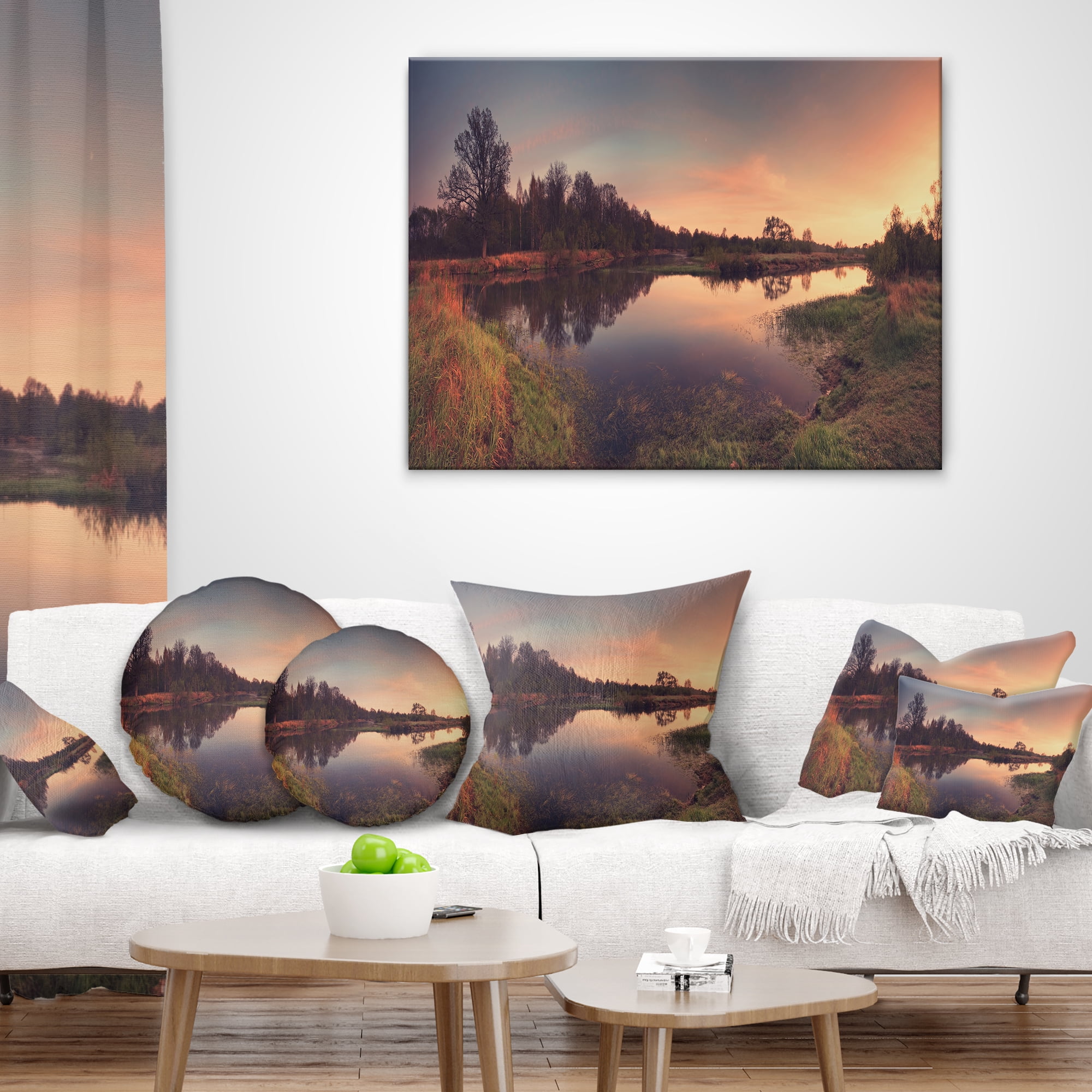 Designart Yellow Tinged Spring Mountains - Landscape Printed Throw Pillow - 18x18