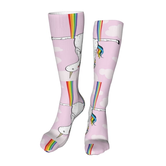 Naloa Aerial Yoga for Unicorn High Stockings Women Thigh High Stockings Over Knee Long Stockings-One Size