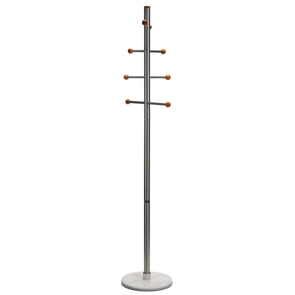 Cortesi Home Antenna Cherry Six Foot Chrome, Cherry Wood Coat Rack, Light Marble