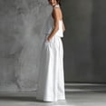 thumbnail image 6 of Cagogo Women's 2 Piece Halter Crop Top Wide Leg Pants Set Casual Boho Vacation Outfits Loose Sleeveless Summer Matching Lounge Suits Airport Travel Clothes, White M, 6 of 6