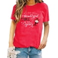 thumbnail image 5 of MPWEGNP Noël C'est la Plus Belle Période de l'Année T-Shirt à Manches Courtes Col Rond Imprimé Lettre pour Femmes Rouge TTG, 5 of 5