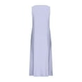 thumbnail image 4 of HOMBOM Dresses for Women Long Cute Blue A-Line Crew Neck Solid Spring Sleeveless Casual Dresses 2XL, 4 of 5