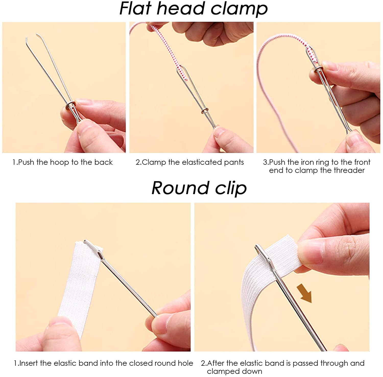 8 Pieces Sewing Loop Kit, DaKuan Include 2 Flexible Plastic Drawstring Threader, 2 Stainless Steel Sewing Loop Turner Hook, 2 Metal Drawstring Threader and 2 Metal Tweezers
