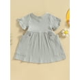 thumbnail image 4 of Faithtur Robes pour Filles, Manches Courtes Col Rond Couleur Unie Poches Robe Princesse Taille Haute pour Fête, 4 of 8