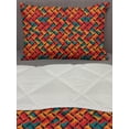 thumbnail image 3 of Geometric Comforter & Sham Bedding Set, Abstract Funky Waves Contemporary Style Pastel Tribal Effects, 3 pcs Duvet Set Microfiber Filling Quilt, 5 Sizes, Jade Green Orange, by Ambesonne, 3 of 4