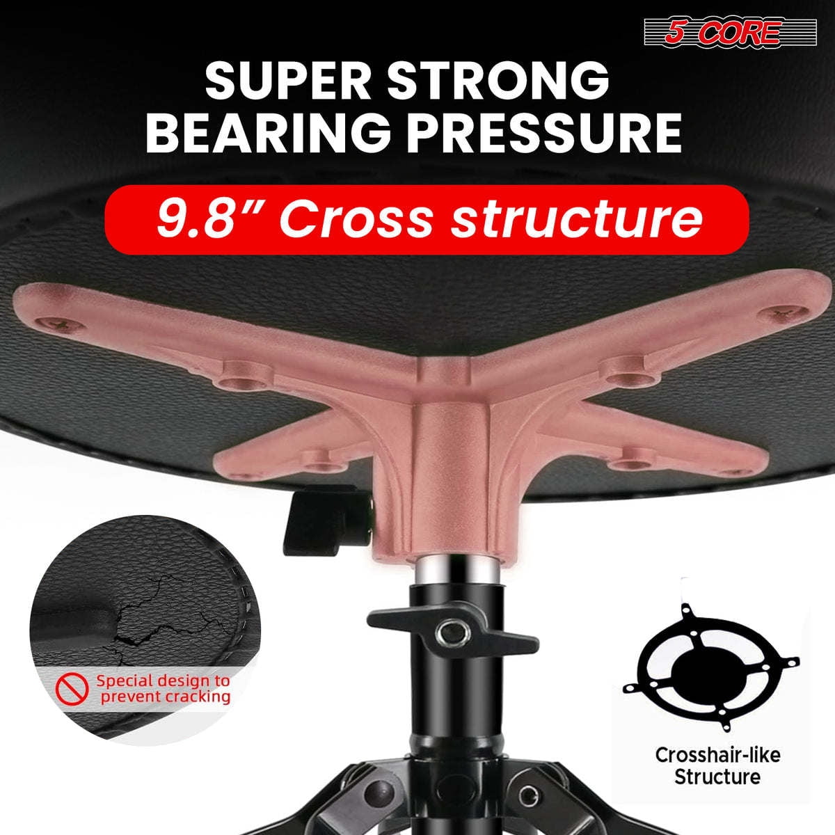 Adjustable Padded Drum Throne & Guitar Stool - Anti-Slip Rubber Feet, Universal Music Chair for Adults & Kids - Black