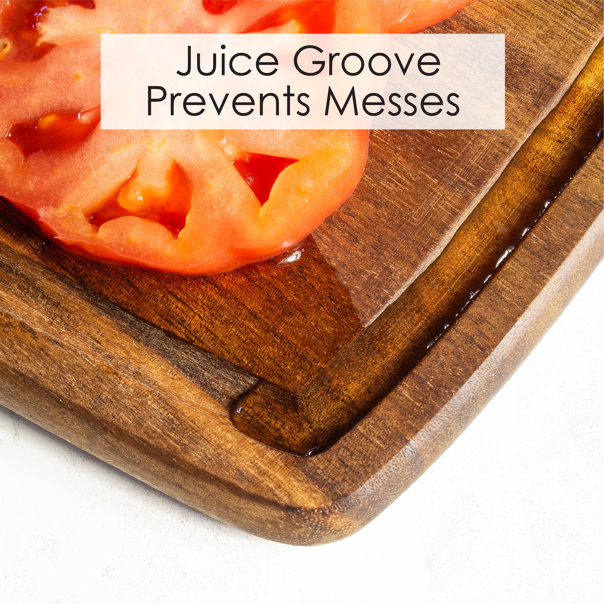 TB Home Acacia Wood Cutting Board with Juice Groove, 15" x 10"