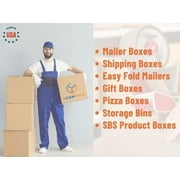Ucanpack Easy Fold Mailing Boxes, Self-Locking Corrugated Mailers for Packaging White/Kraft 12½x12½x2½ - 50 Pcs
