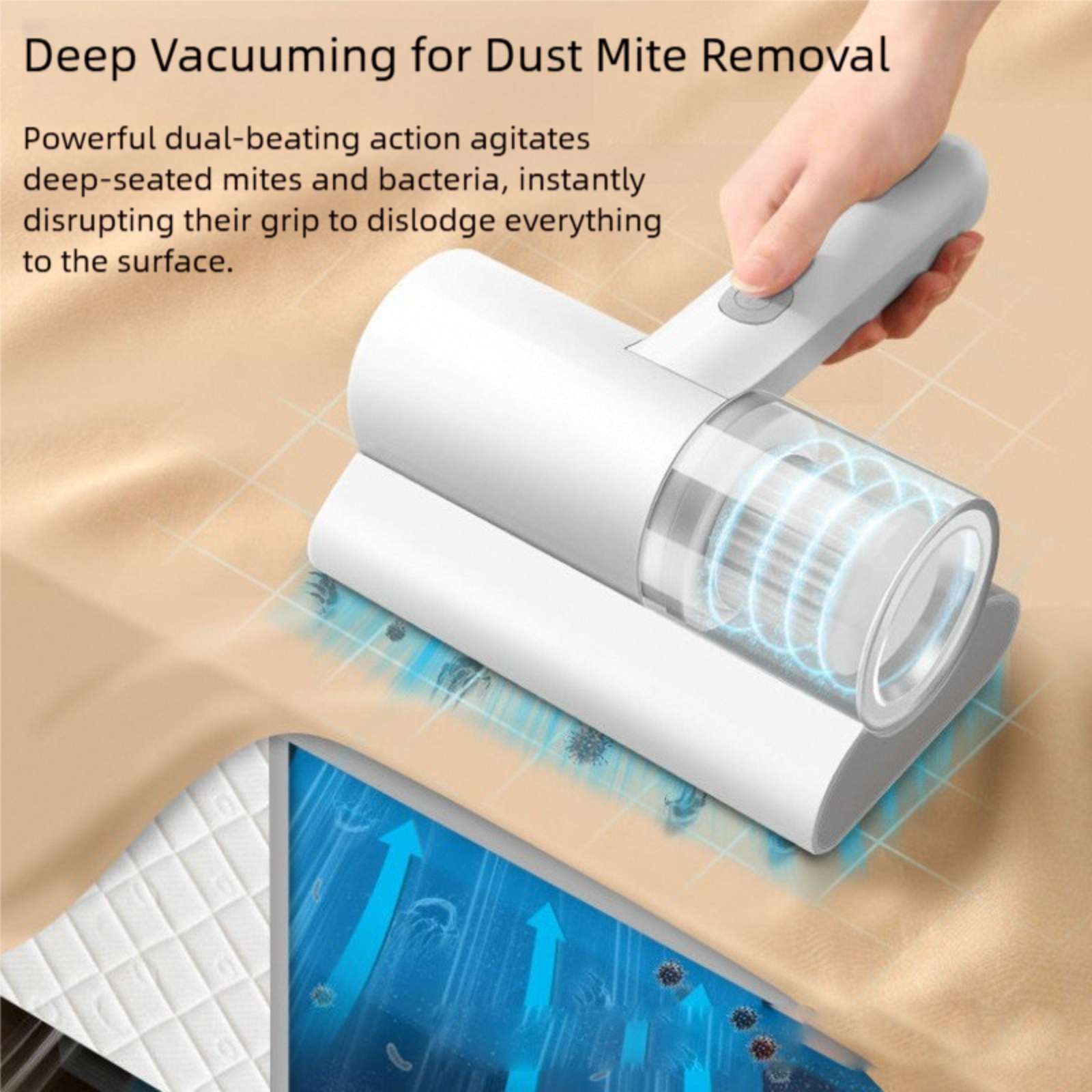 Puseky 20000pa Bed Vacuum Cleaner, Powerful Mattress Vacuum Cleaner for Mattress, Bed, Cloth Sofas, Pillows, Carpets, Handheld Cordless Vacuum Cleaner, Wireless Mite Remover Cleaning Machine