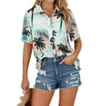 thumbnail image 3 of ZXSXSY Womens Hawaiian Floral Print Button-Up Short Sleeve Shirts, 3 of 9