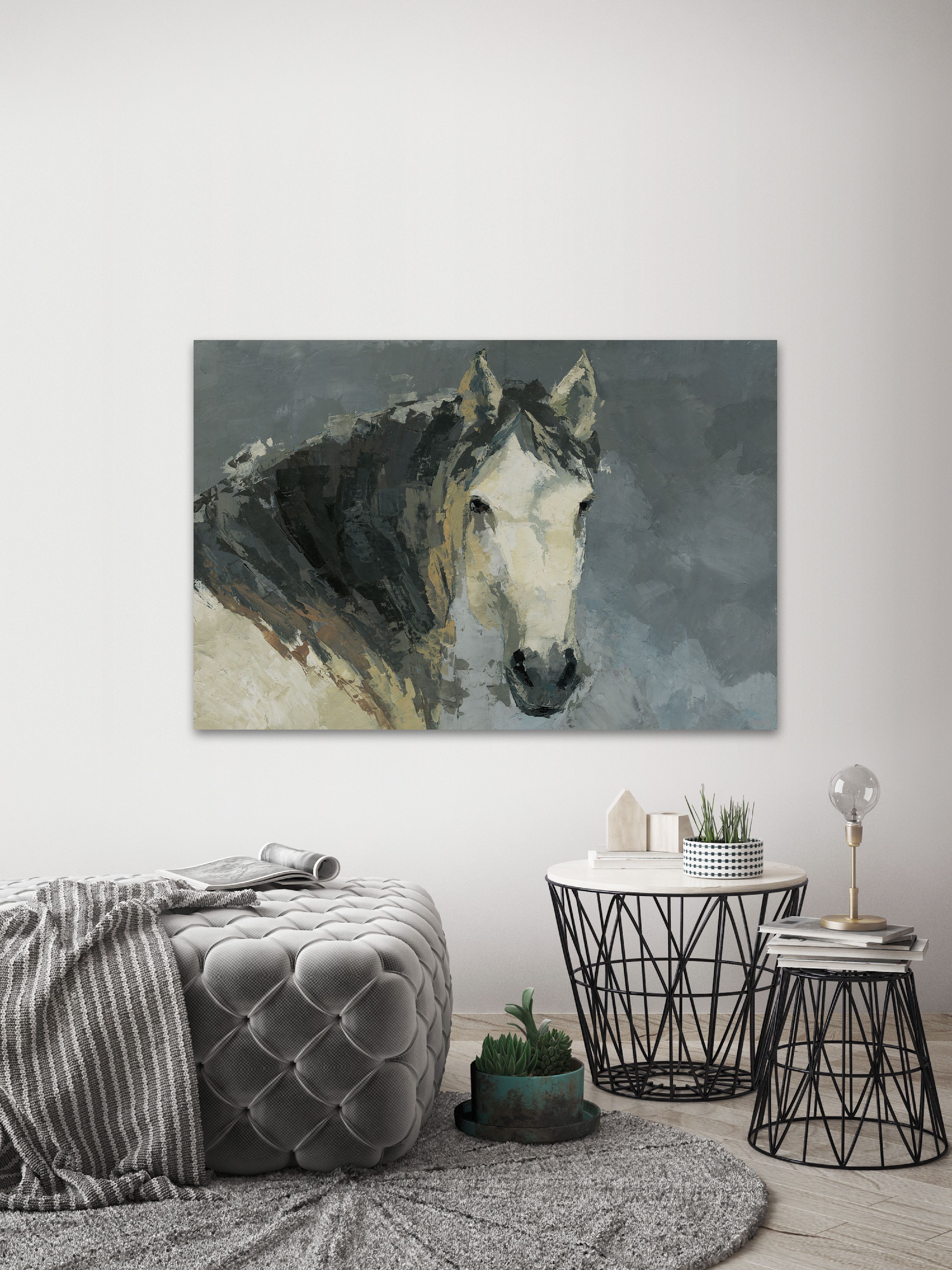 Parvez Taj "Dark-Haired Horse" Painting Print on Wrapped Canvas