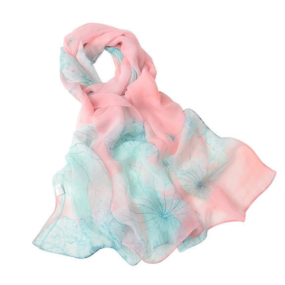 BWASD Womens Chiffon Scarf Floral Pattern Colorful Long Soft Wrap Lightweight Fashion Print Shawl Daily Wear Accessories Winter Spring Pink