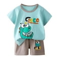 thumbnail image 3 of FAOWME Child Outfit Sets Toddler Boys Girls Summer Cartoon Printed Short Sleeved Tops And Shorts 2PC Children Suit Clothes Sets Classic O-Neck Dailywear, 3 of 4