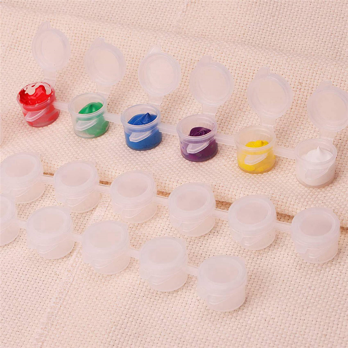 80 Strips 480 Pots Empty Paint Strips and 80 Pieces Paint Brushes,Paint Cup Clear Plastic Storage Containers,3Ml/0.17Oz