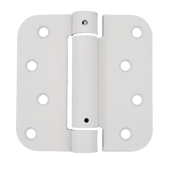 Spring Self-Closing Hinges, 4" with 5/8" Radius - White Prime - 2 Pack - Adjustable Door Closing