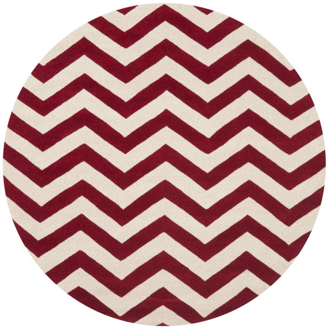 SAFAVIEH Chatham Jake Zigzag Stripes Wool Area Rug, Red/Ivory, 6' x 9'