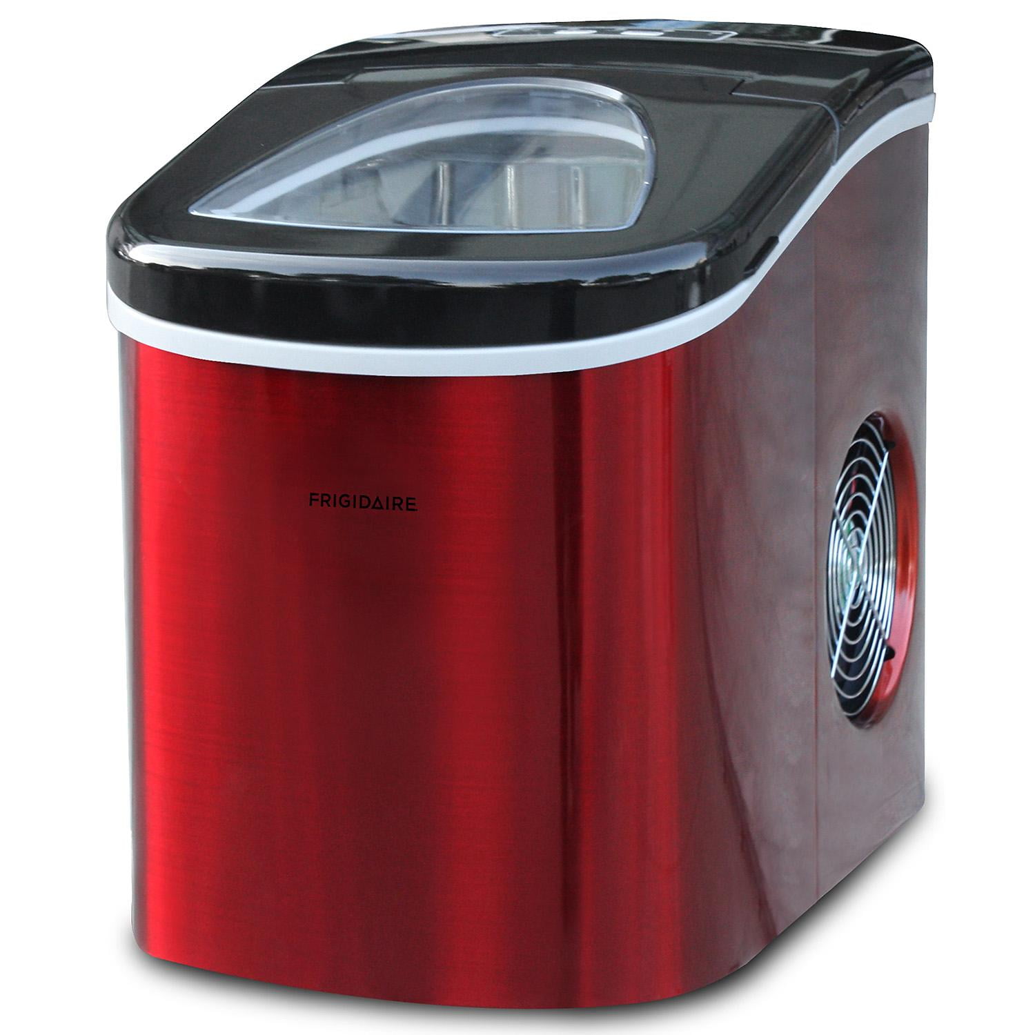 Frigidaire 26 lb. Bullet Ice Maker, Countertop Ice Machine with LED Control Panel, Red Stainless Steel