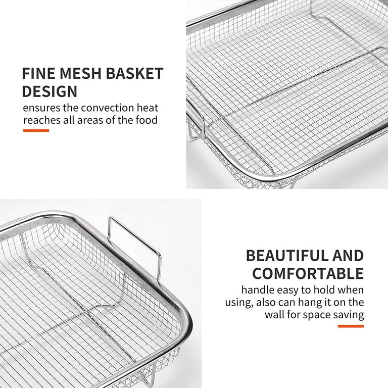 Air Fryer Basket For Oven, Stainless Steel Air Fryer Tray, Non-stick Mesh  Basket Set, Oven Air Fryer Basket Wire Rack Roasting Basket, 2 Piece Set