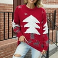 thumbnail image 2 of Fgnfyis Chandails pour Femmes Chandail Arbre de Noël Chandail Jacquard avec Cerf Chandail de Noël Chandail de Noël Chandails de Noël pour Femmes Rouge P, 2 of 7