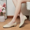 thumbnail image 5 of hopeusnice Women's Low Heel Square Toe Flats Comfortable Slip On Shoes PU Leather Block Heel Dress Shoes for Work Office Wedding Party Beige 35, 5 of 9