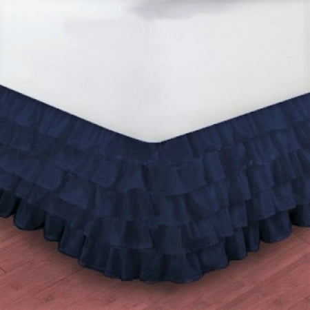 Ruffled Bed Skirts Gypsy Queen Navy Blue Ruffled Bed Skirt Wrap Around Layered Solid Bed Dust Ruffle 20