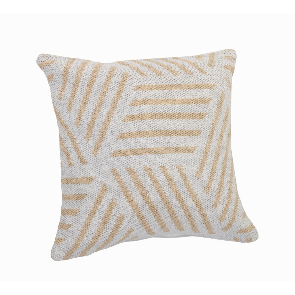Ox Bay 20" x 20" Hand-Woven White/ Tan Geometric Organic Cotton Pillow Cover