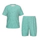 thumbnail image 1 of Balery Teal Turquoise Glitter Conjunto de Pijama Infantil de Manga Corta con Estampado – Ropa de Dormir de Algodón Suave-4X-Large, 1 of 6