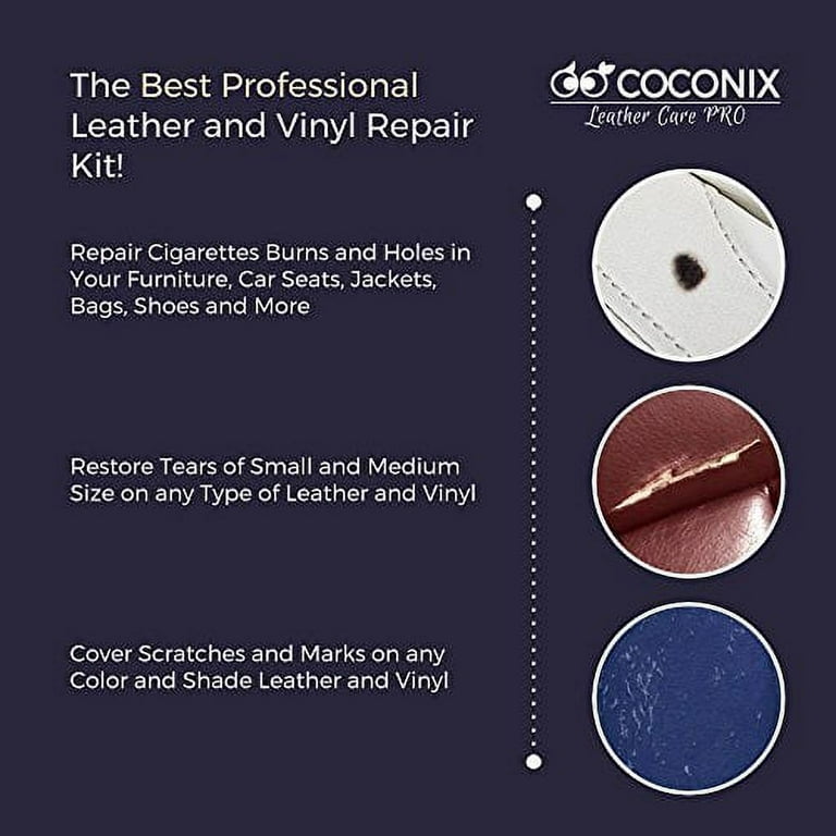 Coconix Vinyl and Leather Repair Kit - Restorer of Your Furniture, Jacket, Sofa, Boat or Car Seat, Super Easy Instructions to Match Any