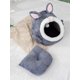 thumbnail image 4 of Cat bed, small dog bed with non-slip bottom, rabbit-shaped cat hole with hanging ball toy, warm cave nest sleeping bed with removable cushion, gray AS, 4 of 4