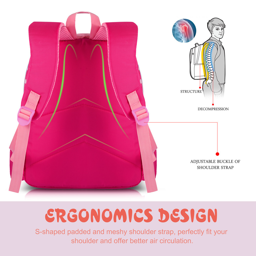 Vbiger School Backpack for Girls - Practical Student Shoulders Bag Multi-functional Nylon School Bag Daypack for Primary School Students - Red - image 3 of 11