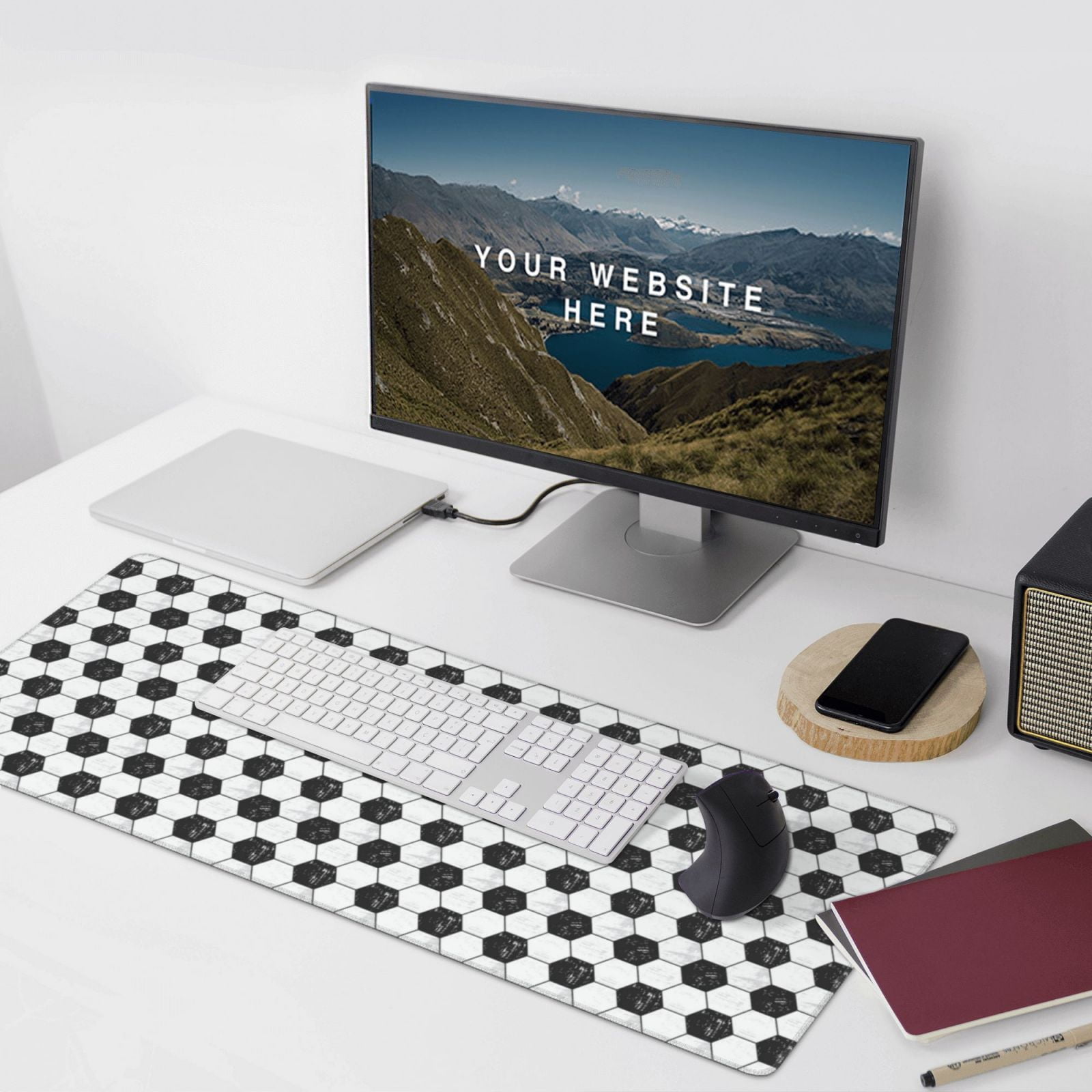 Xecao Soccer Print Large Mouse Pad, 16x35.5in Mousepad, Professional Non-Slip Rubber Base Big Mouse Pad, Mouse Pad for Gaming & Office Full Desk Mouse Pad