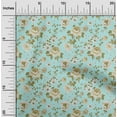 thumbnail image 2 of oneOone Cotton Cambric Aqua Blue Fabric Watercolor Floral Sewing Material Print Fabric By The Yard 42 Inch Wide, 2 of 5