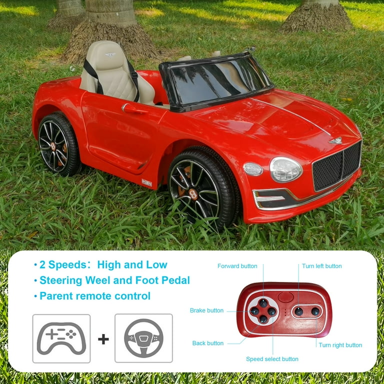 <特価>子供車　RED Kids Ride On Car, Red 12V BENTLEY Style Licensed Electric
