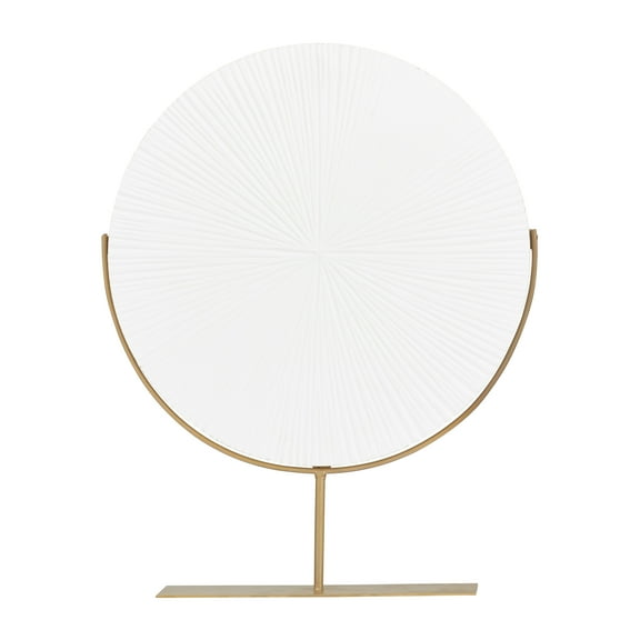 18" x 23" White Metal Carved Starburst Sculpture with Stand, by CosmoLiving by Cosmopolitan