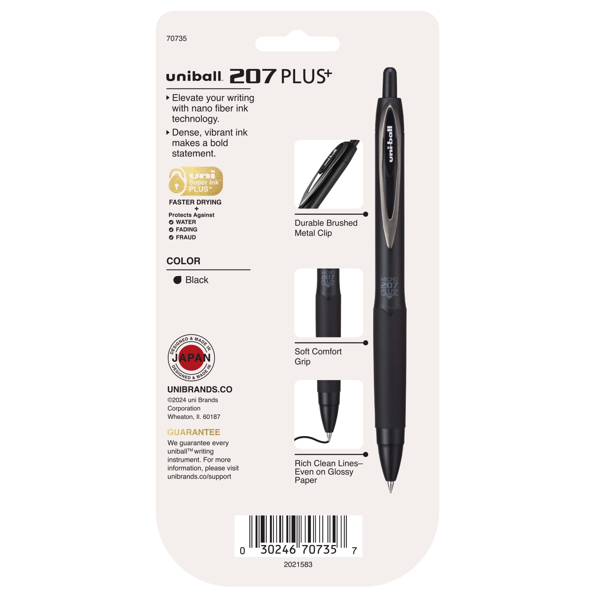 (2 pack) uniball 207 Plus+ Retractable Gel Pens, Micro Point, 0.5mm, Black Ink, 4 Count