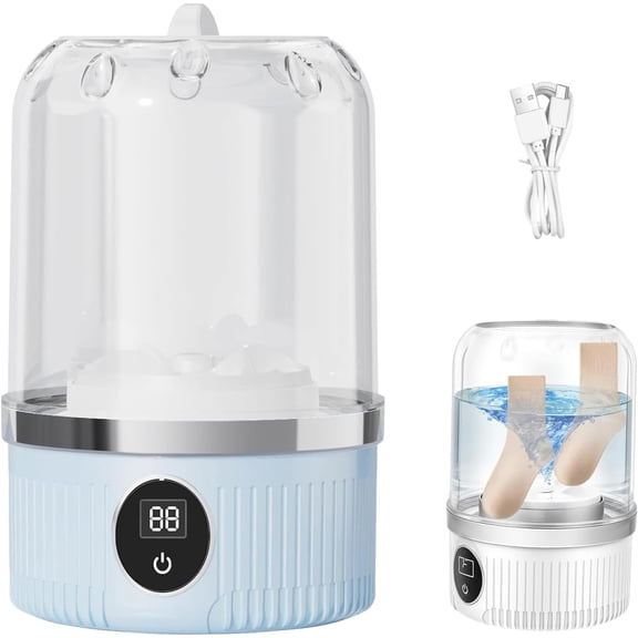 Mini Portable Washing Machine, 1L Small Electric Underwear Washer, Portable Washing Machine for Travel, Camping, Hotel, Apartment and Dorm Use (Blue)