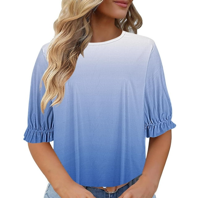 Shorts pour Femmes, Blouses pour Femmes, Mode Décontractée Grande Taille Col Rond T-Shirt Imprimé Haut Blouse