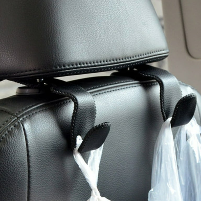 2 Pack Top-Max Leather Car Back Seat Hook Headrest Hanger Multifunctional  Room-Saving Holder for Bag Purse Cloth Grocery, Black Red 