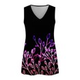 thumbnail image 4 of Gibobby Camiseta sin mangas con cuello en V y estampado de flores degradadas para mujer(Morado,CH), 4 of 5