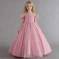 thumbnail image 5 of WMQPNNS Flower Girls Dress Sparkle Tutu Dress Girls Dresses Cold Shoulder Long A Line Wedding Party Ball Gown Girl Clothes, Dress for Age 9-10 Years, Pink, 5 of 6