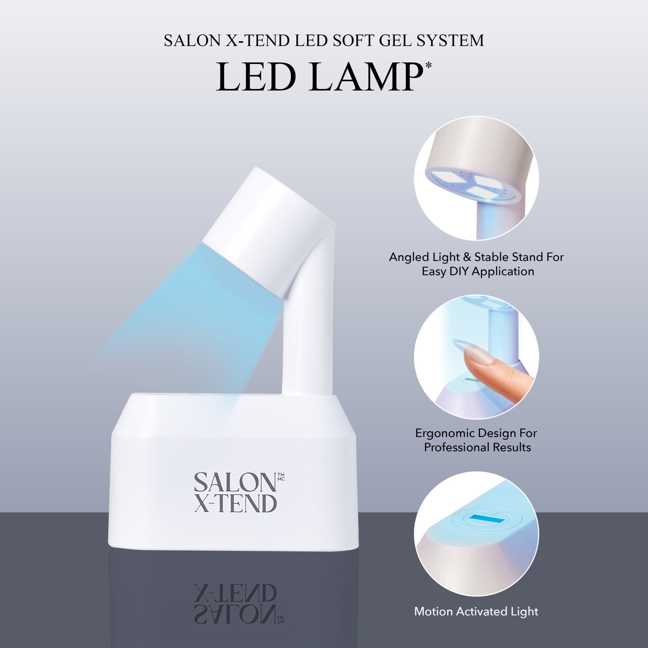 Salon X-tend LED Soft Gel System Clear Nails Starter Kit, Medium Almond, 64 Count