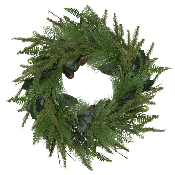 Northlight Real Touch™️ Long Needle Pine and Mixed Foliage Artificial Christmas Wreath - 25" - Unlit