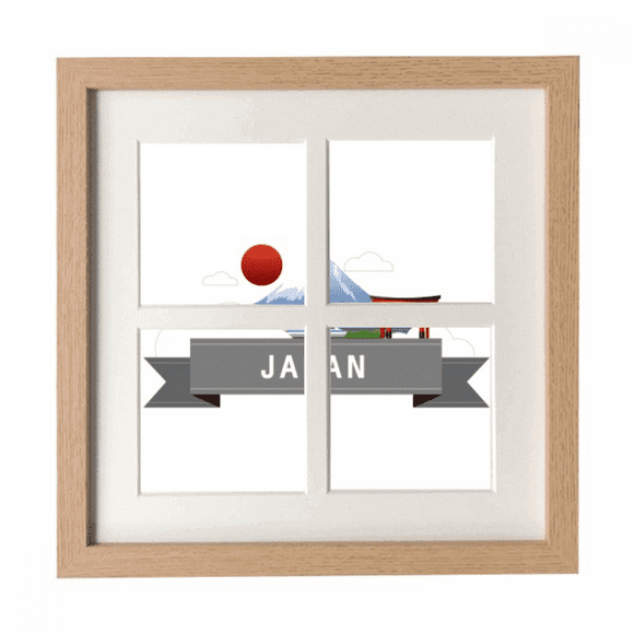 Japan Mount Red Sun Rail Train Temple Frame Wall Tabletop Display 4 Openings Picture