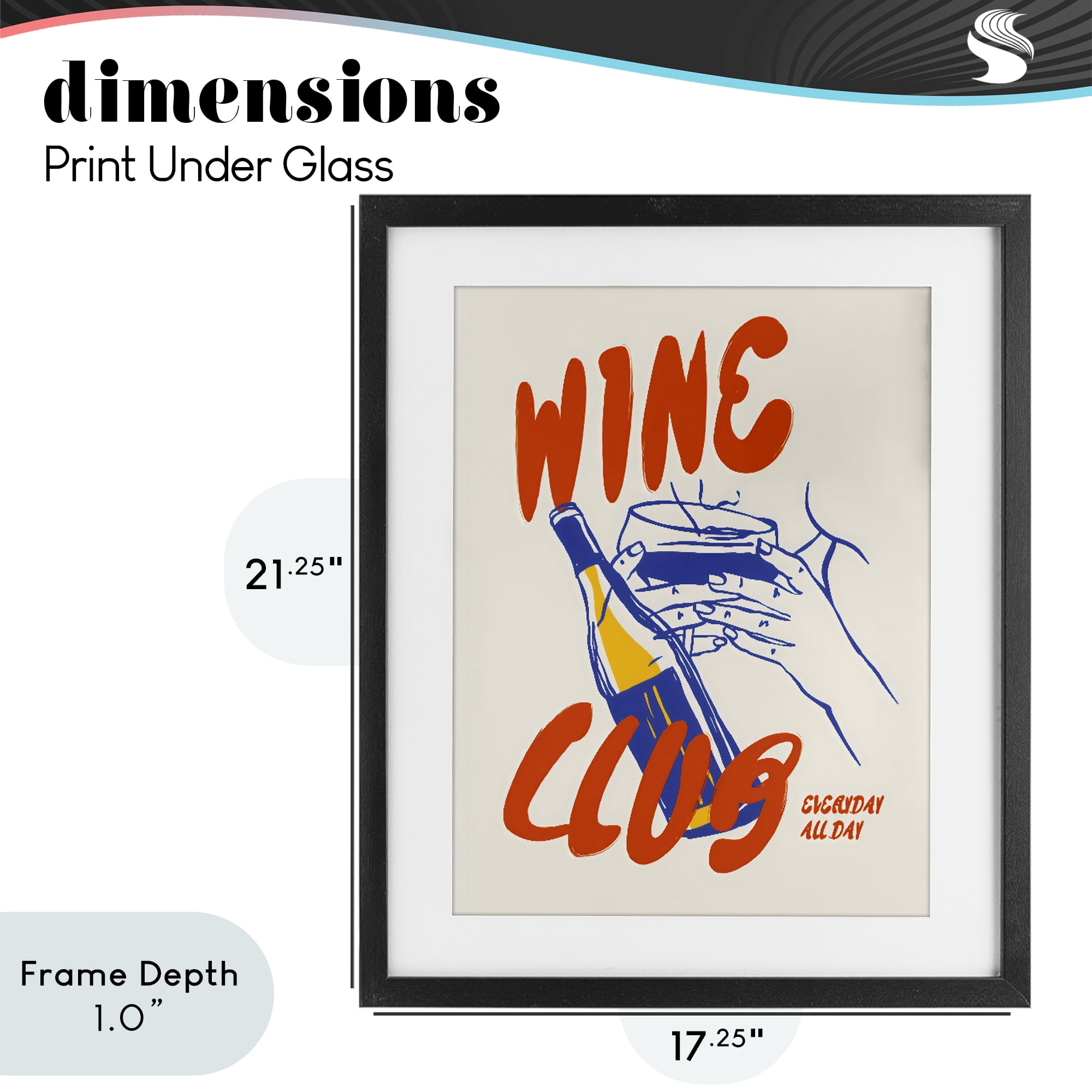 Stupell Industries Wine Club Every Day Black Framed Print Under Glass, design by The Prints Vibe