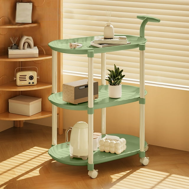 SPOORYYO Rolling Side Table with Wheels, 2-Tier Removable Storage Rack, Mobile End Table for Living Room, Bedroom, and Small Spaces